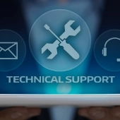 Sympbolbild für Technical Support mit Tablet und Schriftzug