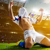 Smbolbild mit Torjubel Fussball. Mann